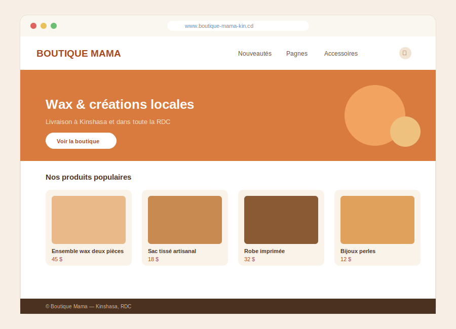 Concept de site e-commerce