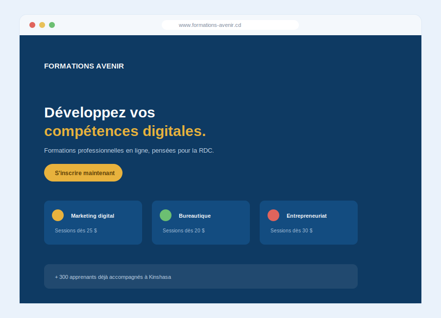 Concept de landing page professionnelle